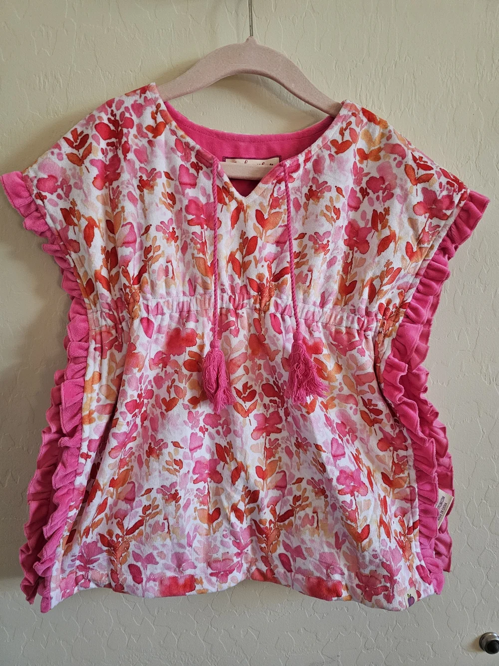 Cheeky Plum Ruffle Swim Cover Pink Grapefruit 4/5T